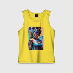 Майка детская хлопок Cyberpunk - neural network - fantasy - art, цвет: желтый