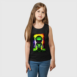 Майка детская хлопок Bizarre alien - neural network - neon glow, цвет: черный — фото 2