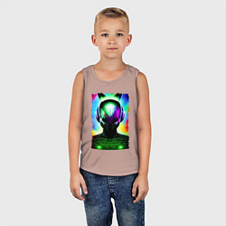 Майка детская хлопок Портрет пришельца - нейросеть - неоновое свечение, цвет: пыльно-розовый — фото 2