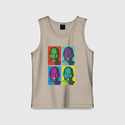 Майка детская хлопок Майкл Джордан в стиле Уорхола 2на2, цвет: миндальный