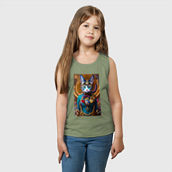 Майка детская хлопок Кошечка в стиле стимпанк - нейросеть - искусство, цвет: авокадо — фото 2