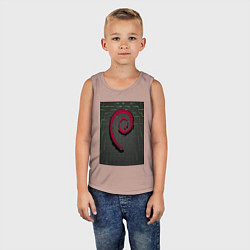 Майка детская хлопок Debian Linux, цвет: пыльно-розовый — фото 2