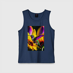 Майка детская хлопок Колибри и подсолнух, цвет: тёмно-синий