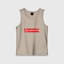 Майка детская хлопок Я душнила - красный, цвет: миндальный