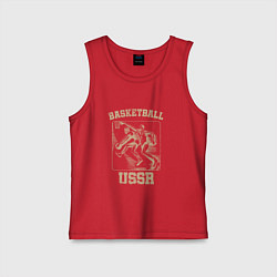 Майка детская хлопок Баскетбол СССР советский спорт, цвет: красный