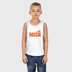 Майка детская хлопок Russia: в стиле хохлома, цвет: белый — фото 2