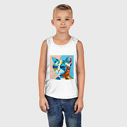 Майка детская хлопок Кот в темных очках Пикассо, цвет: белый — фото 2