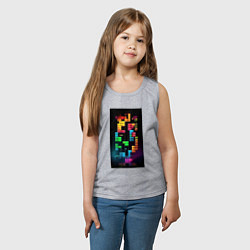 Майка детская хлопок Цветной тетрис, цвет: меланж — фото 2