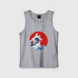 Майка детская хлопок Японская волна с котами, цвет: меланж