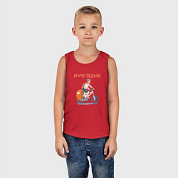 Майка детская хлопок Велотурист на велосипеде крутит педали, цвет: красный — фото 2