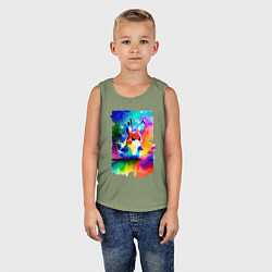 Майка детская хлопок Акварельный Пикачу - поп-арт, цвет: авокадо — фото 2