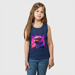 Майка детская хлопок Сокол на фоне неонового города, цвет: тёмно-синий — фото 2