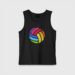 Майка детская хлопок Rainbow volleyball, цвет: черный