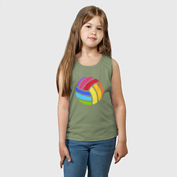 Майка детская хлопок Rainbow volleyball, цвет: авокадо — фото 2
