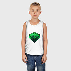 Майка детская хлопок Куб из зелёного кристалла, цвет: белый — фото 2