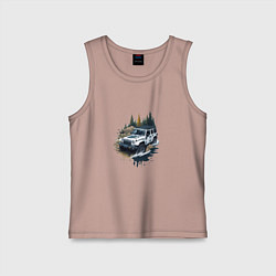 Майка детская хлопок На джипе по России, цвет: пыльно-розовый