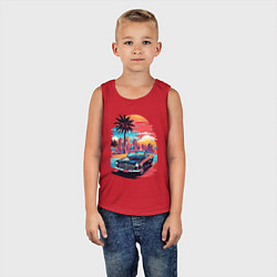 Майка детская хлопок Автомобиль на пляже, цвет: красный — фото 2