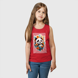 Майка детская хлопок Черно-белая панда, цвет: красный — фото 2