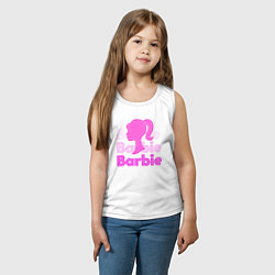 Майка детская хлопок Логотип Барби объемный, цвет: белый — фото 2