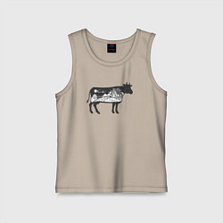 Майка детская хлопок Домик в деревне, цвет: миндальный