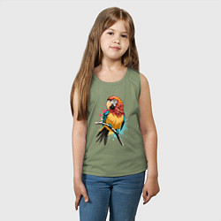 Майка детская хлопок Акварельный попугай, цвет: авокадо — фото 2