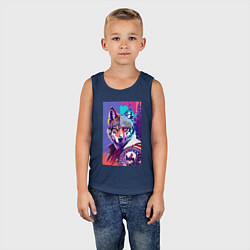 Майка детская хлопок Стилизованный волк - поп-арт, цвет: тёмно-синий — фото 2