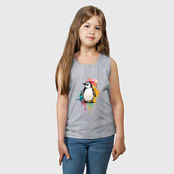 Майка детская хлопок Красочный пингвин, цвет: меланж — фото 2