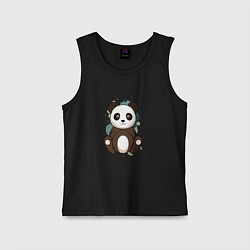 Майка детская хлопок Странная панда, цвет: черный