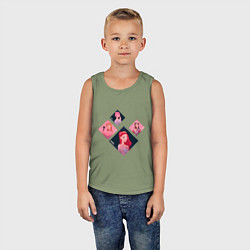 Майка детская хлопок Хаотичные арты участниц Блэк Пинк, цвет: авокадо — фото 2