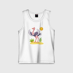 Майка детская хлопок Солнечный страус, цвет: белый