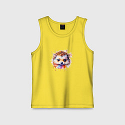 Майка детская хлопок Маленький ежик акварель, цвет: желтый