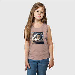 Майка детская хлопок Котик на корабле в космосе, цвет: пыльно-розовый — фото 2