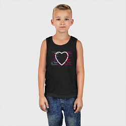 Майка детская хлопок Сердце в стиле глитч, цвет: черный — фото 2