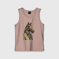 Майка детская хлопок Конь в бежевом пальто, цвет: пыльно-розовый