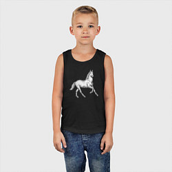 Майка детская хлопок Белая лошадь на скаку, цвет: черный — фото 2