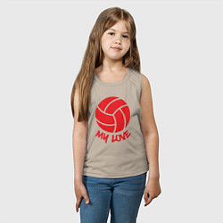 Майка детская хлопок Volleyball my love, цвет: миндальный — фото 2