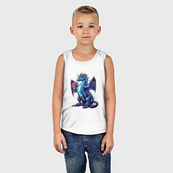 Майка детская хлопок Синий новогодний дракон, цвет: белый — фото 2