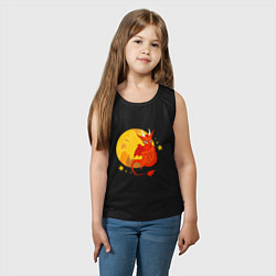 Майка детская хлопок Красный дракон на фоне луны, цвет: черный — фото 2