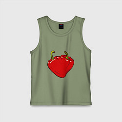 Майка детская хлопок Сердце из красных перцев как символ любви к еде, цвет: авокадо