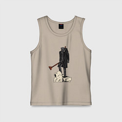 Майка детская хлопок Камерамен победил скибиди туалет, цвет: миндальный