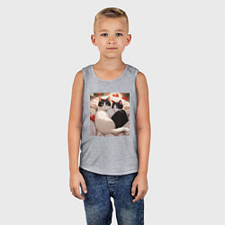 Майка детская хлопок Милые кошки с сердеком, цвет: меланж — фото 2