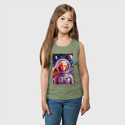 Майка детская хлопок Красавица Барби в космосе - нейросеть, цвет: авокадо — фото 2