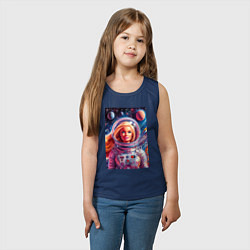 Майка детская хлопок Красавица Барби в космосе - нейросеть, цвет: тёмно-синий — фото 2