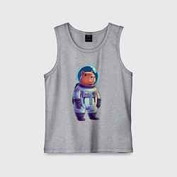 Майка детская хлопок Капибара бравый космонавт, цвет: меланж