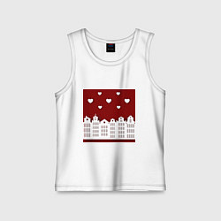 Майка детская хлопок Белые картонные домики и сердца, цвет: белый