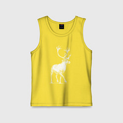 Майка детская хлопок Северный олень белый спереди, цвет: желтый