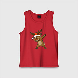 Майка детская хлопок Dabbing deer, цвет: красный