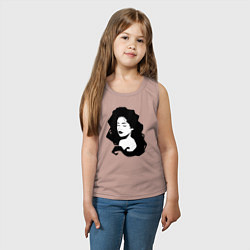 Майка детская хлопок Графичная девушка с волнистыми волосами, цвет: пыльно-розовый — фото 2