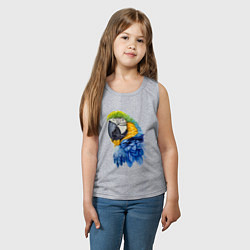 Майка детская хлопок Сине-золотой попугай ара, цвет: меланж — фото 2