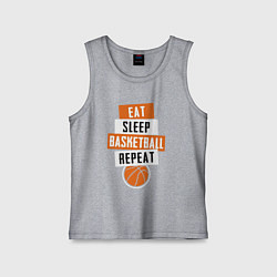 Майка детская хлопок Eat sleep basketball, цвет: меланж